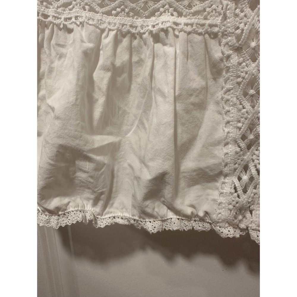 Dazy White Lace Boho Peplum Top Large Y2K Western Festival Crochet Button Up - Picture 8 of 12